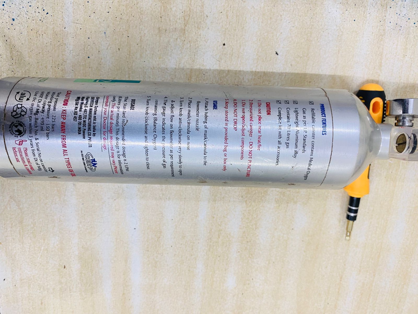 Lupin Portable Medical Oxygen Cylinder 70 Litres – Lightweight, Refillable, and Reliable Oxygen Supply - Image 3